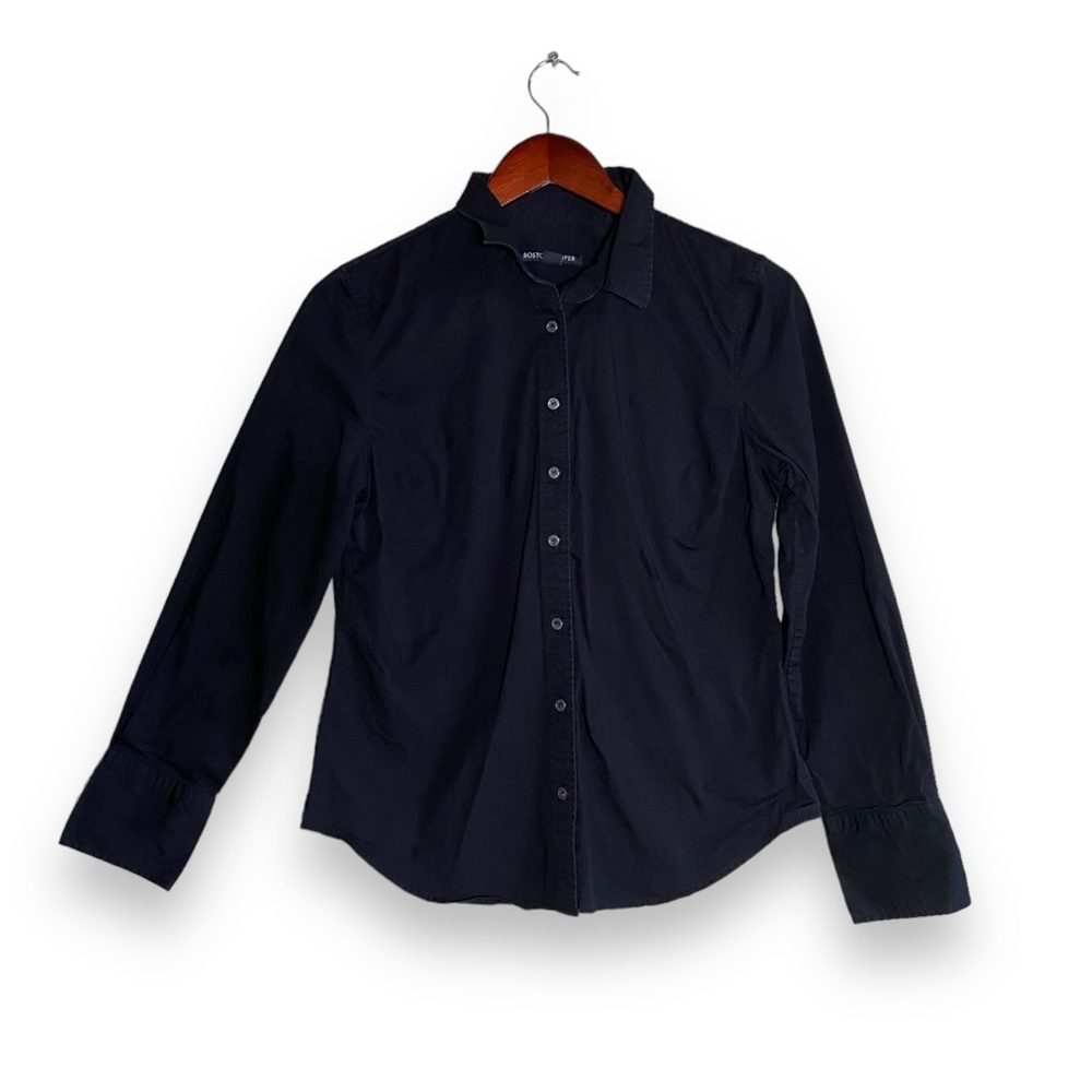 Boston Proper Womens Size M Black Long Sleeves Button Up Shirt Collared